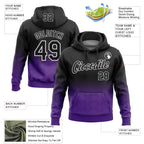 Custom Stitched Black Purple-White 3D Pattern Design Fade Floral Sports Pullover Sweatshirt Hoodie