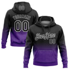 Custom Stitched Black Purple-White 3D Pattern Design Fade Floral Sports Pullover Sweatshirt Hoodie