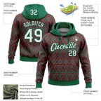 Custom Stitched Black White Kelly Green-Red 3D Pattern Design Geometric Shape Sports Pullover Sweatshirt Hoodie