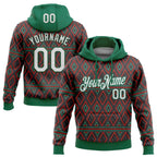 Custom Stitched Black White Kelly Green-Red 3D Pattern Design Geometric Shape Sports Pullover Sweatshirt Hoodie