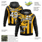 Custom Stitched Black White-Gold 3D Pattern Design Animal Sports Pullover Sweatshirt Hoodie