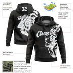 Custom Stitched Black White-Gray 3D Pattern Design Animal Lion Sports Pullover Sweatshirt Hoodie