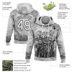 Custom Stitched Gray White-Black 3D Pattern Design Soldier Sports Pullover Sweatshirt Hoodie