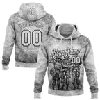Custom Stitched Gray White-Black 3D Pattern Design Soldier Sports Pullover Sweatshirt Hoodie