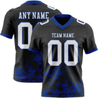 Custom Black White-Royal 3D Pattern Splash Authentic Football Jersey