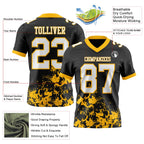 Custom Black White-Gold 3D Pattern Splash Authentic Football Jersey