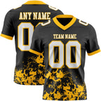 Custom Black White-Gold 3D Pattern Splash Authentic Football Jersey