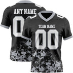 Custom Black White-Gray 3D Pattern Splash Authentic Football Jersey
