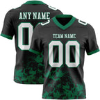 Custom Black White-Kelly Green 3D Pattern Splash Authentic Football Jersey