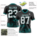 Custom Black White-Teal 3D Pattern Splash Authentic Football Jersey
