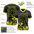 Custom Black Neon Yellow 3D Pattern Splash Authentic Football Jersey