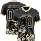 Custom Black Cream 3D Pattern Splash Authentic Football Jersey