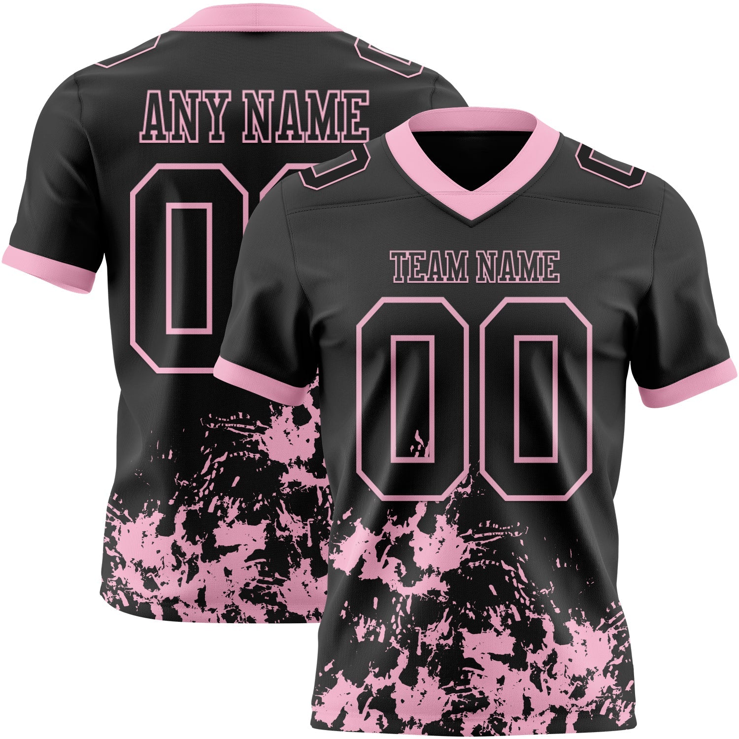 Custom Black Light Pink 3D Pattern Splash Authentic Football Jersey