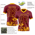 Custom Crimson Gold 3D Pattern Splash Authentic Football Jersey