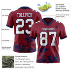 Custom Crimson White-Navy 3D Pattern Splash Authentic Football Jersey