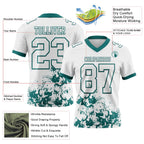 Custom White Teal 3D Pattern Splash Authentic Football Jersey