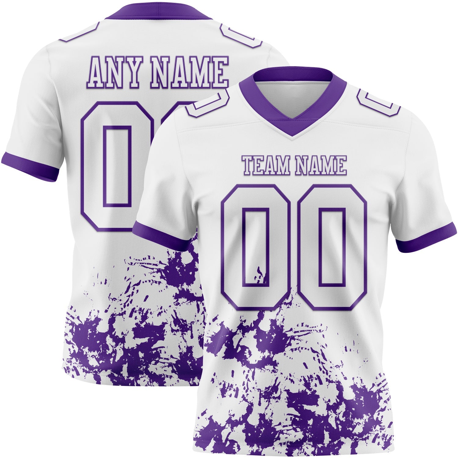 Custom White Purple 3D Pattern Splash Authentic Football Jersey
