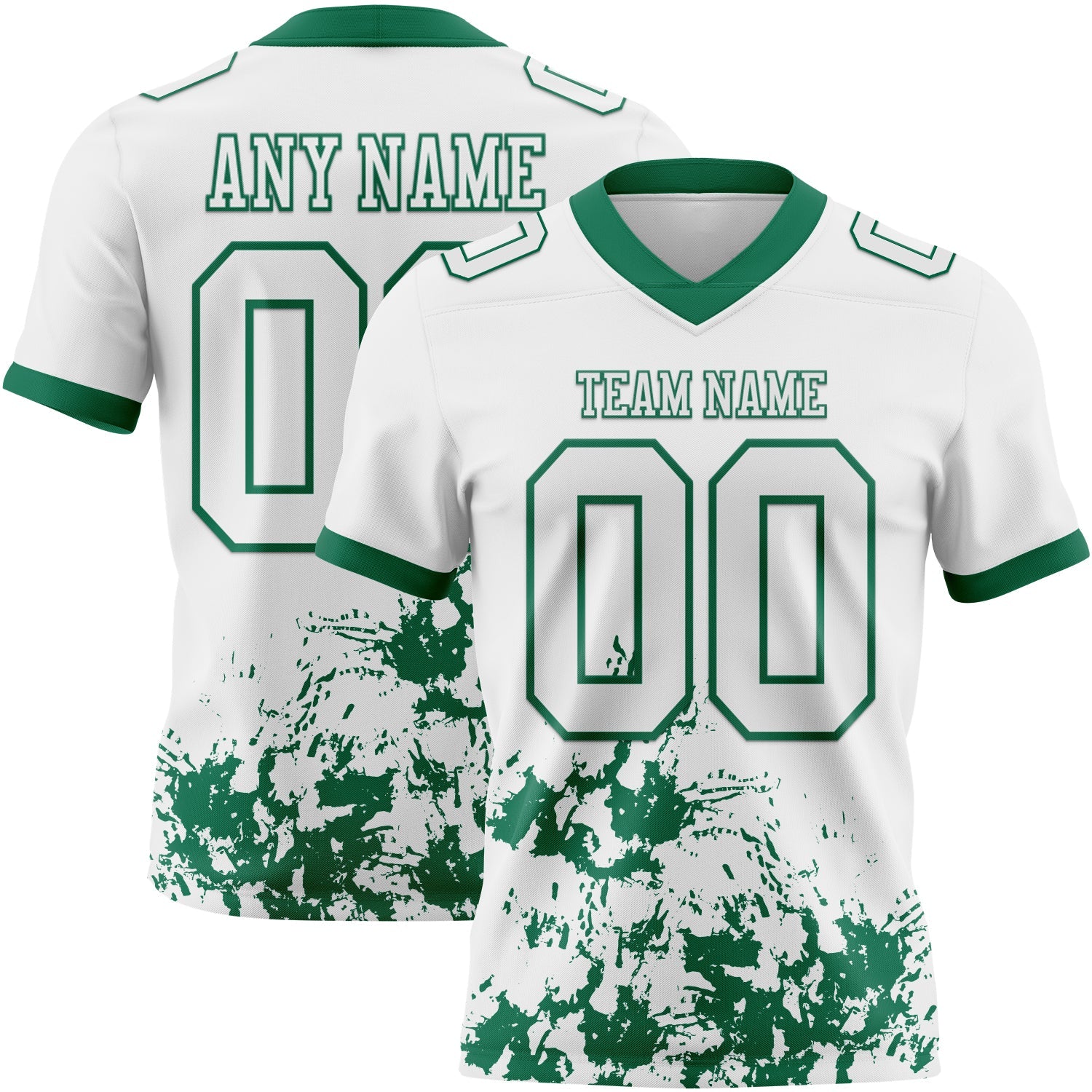 Custom White Kelly Green 3D Pattern Splash Authentic Football Jersey