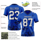 Custom Thunder Blue White-Navy 3D Pattern Splash Authentic Football Jersey