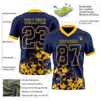 Custom Navy Gold 3D Pattern Splash Authentic Football Jersey