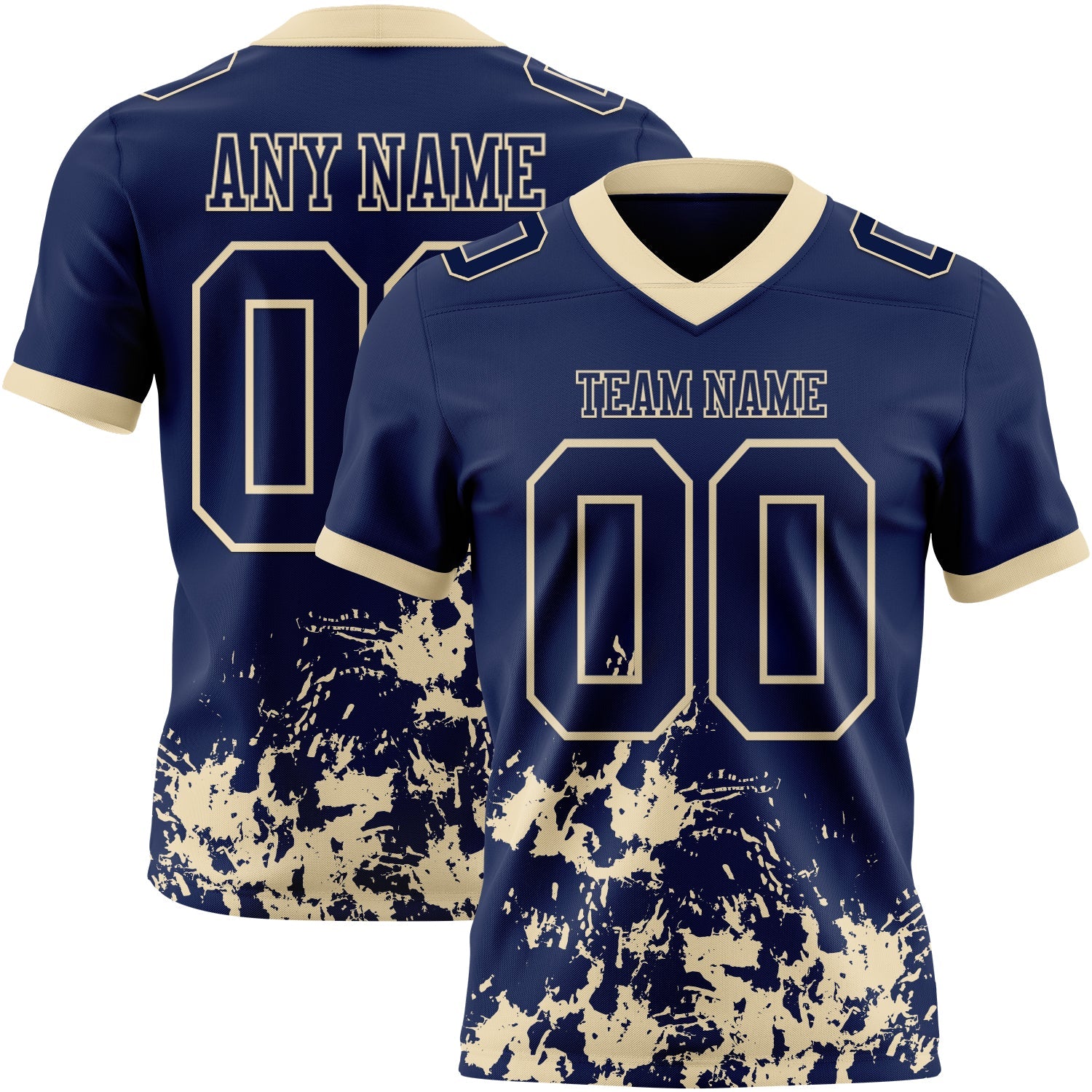 Custom Navy Cream 3D Pattern Splash Authentic Football Jersey