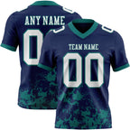 Custom Navy White-Teal 3D Pattern Splash Authentic Football Jersey