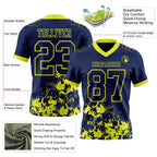 Custom Navy Neon Yellow 3D Pattern Splash Authentic Football Jersey