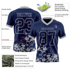 Custom Navy Gray 3D Pattern Splash Authentic Football Jersey