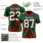 Custom Green White-Red 3D Pattern Splash Authentic Football Jersey