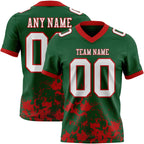Custom Green White-Red 3D Pattern Splash Authentic Football Jersey