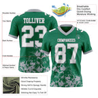 Custom Kelly Green White-Gray 3D Pattern Splash Authentic Football Jersey