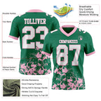Custom Kelly Green White-Light Pink 3D Pattern Splash Authentic Football Jersey