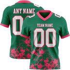 Custom Kelly Green White-Neon Pink 3D Pattern Splash Authentic Football Jersey