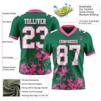 Custom Kelly Green White-Pink 3D Pattern Splash Authentic Football Jersey