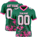 Custom Kelly Green White-Pink 3D Pattern Splash Authentic Football Jersey