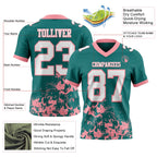 Custom Teal White-Medium Pink 3D Pattern Splash Authentic Football Jersey