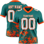 Custom Teal White-Orange 3D Pattern Splash Authentic Football Jersey