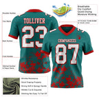 Custom Teal White-Red 3D Pattern Splash Authentic Football Jersey