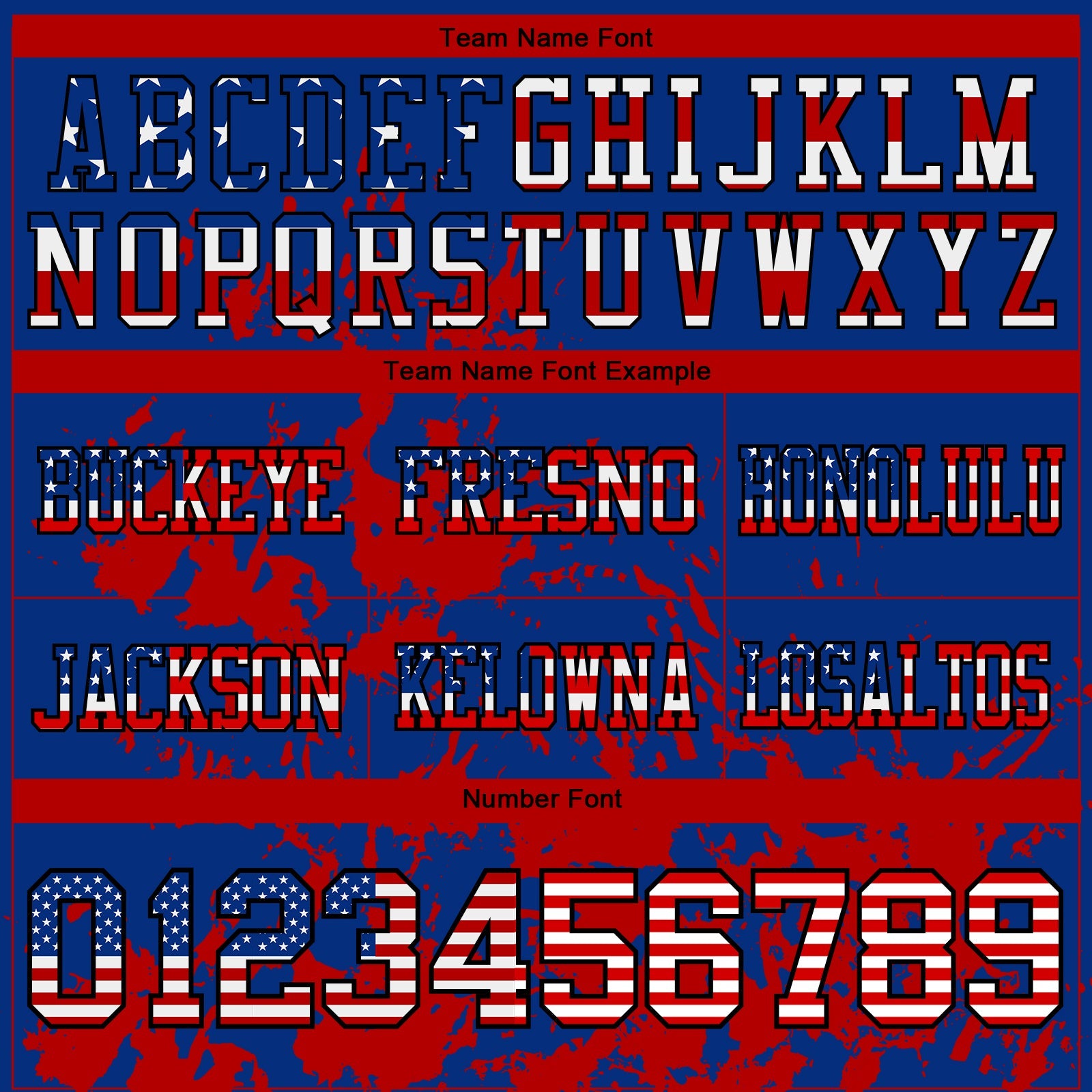 Custom Royal USA Flag Red-Black 3D Pattern Splash Authentic Football Jersey