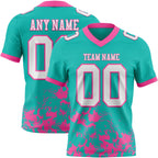 Custom Aqua White-Pink 3D Pattern Splash Authentic Football Jersey
