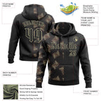Custom Black Gold 3D Skull Poker Playing Card Split Sports Pullover Sweatshirt Hoodie