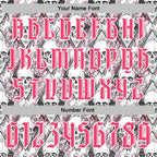 Custom White Neon Pink-Black 3D Skull Roses Gothic Geometic Diamond Grid Sports Pullover Sweatshirt Hoodie