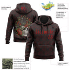 Custom Black Red 3D Skull Roses Gothic Royalty Crow Floral Sports Pullover Sweatshirt Hoodie