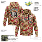 Custom Brown Black-White 3D Skull Roses Gothic Floral Vintage Sports Pullover Sweatshirt Hoodie