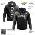 Custom Black White 3D Skull Roses Gothic Vintage Sports Pullover Sweatshirt Hoodie