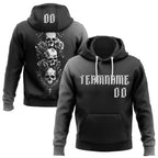Custom Black White 3D Skull Roses Gothic Vintage Sports Pullover Sweatshirt Hoodie