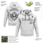 Custom White Black 3D Skull Gothic Postmortem Vintage Sports Pullover Sweatshirt Hoodie
