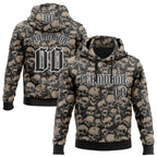 Custom Black White 3D Skull Gothic Vintage Grunge Art Sports Pullover Sweatshirt Hoodie