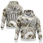Custom White Black 3D Skull Roses Gothic Vintage Grunge Art Sports Pullover Sweatshirt Hoodie