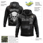 Custom Black White 3D Skull Gothic Vintage Grunge Art Sports Pullover Sweatshirt Hoodie